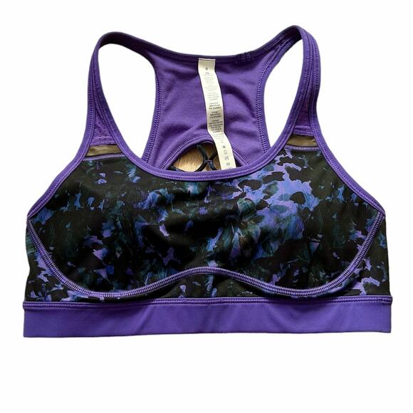 Lululemon Sweaty or Not Racerback Sports Bra 8 Purple Iris Flower Multi #W2B28S - Picture 1 of 6